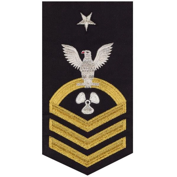 Picture of US Navy Rating Badges E8 Male Rating MachinistS Mate: Seaworthy Gold On Blue