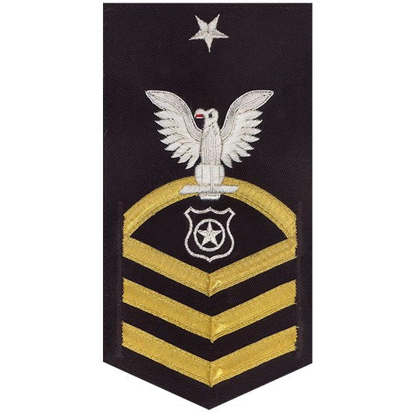 Picture of US Navy Rating Badges E8 Male Rating Master At Arms: Vanchief On Blue