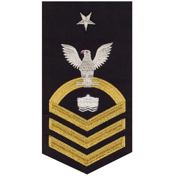 Picture of US Navy Rating Badges E8 Male Rating Mineman: Seaworthy Gold On Blue