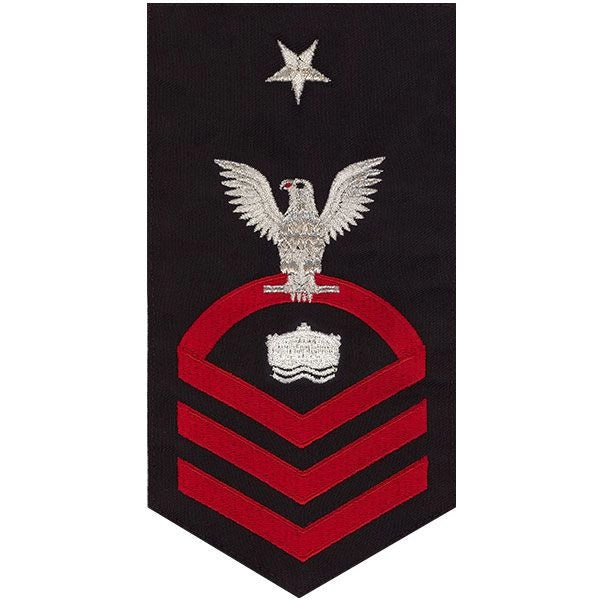 Picture of US Navy Rating Badges E8 Male Rating Mineman: Seaworthy Red On Blue