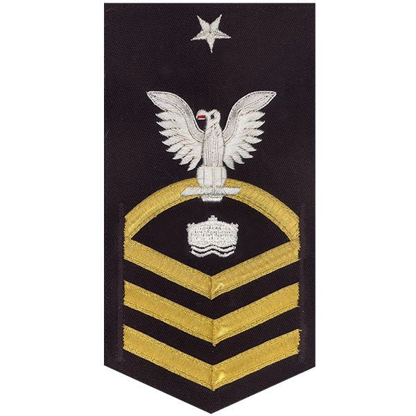 Picture of US Navy Rating Badges E8 Male Rating Mineman: Vanchief On Blue