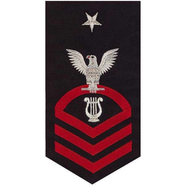 Picture of US Navy Rating Badges E8 Male Rating Musician: Seaworthy Red On Blue