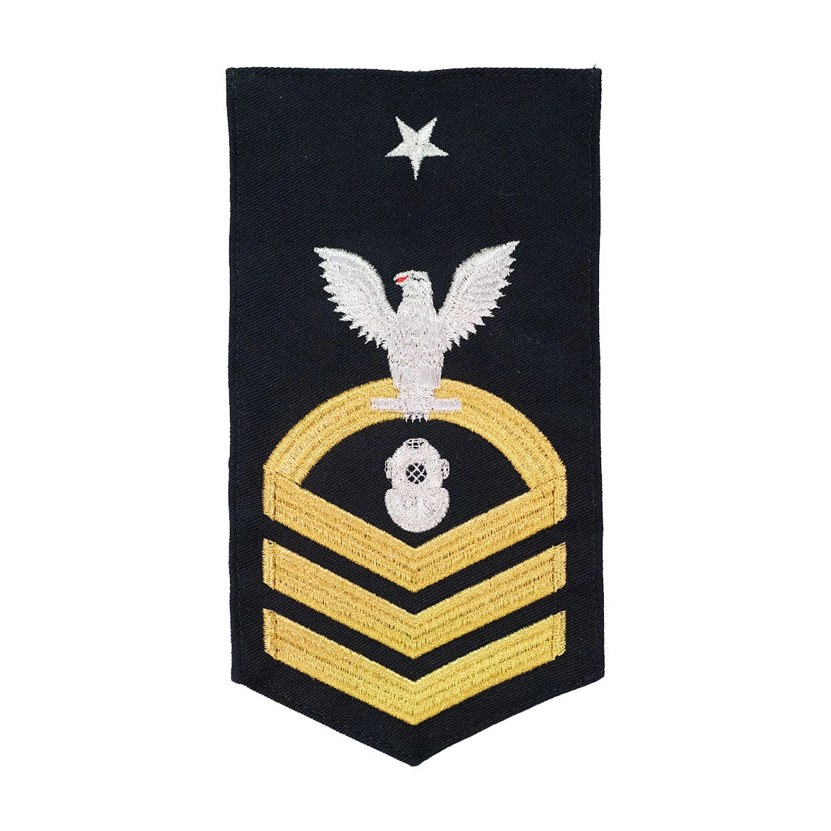 Picture of US Navy Rating Badges E8 Male Rating Nd Diver: Seaworthy Gold On Blue