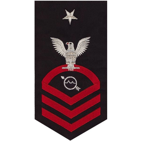 Picture of US Navy Rating Badges E8 Male Rating Operations Specialist: Seaworthy Red On Blue