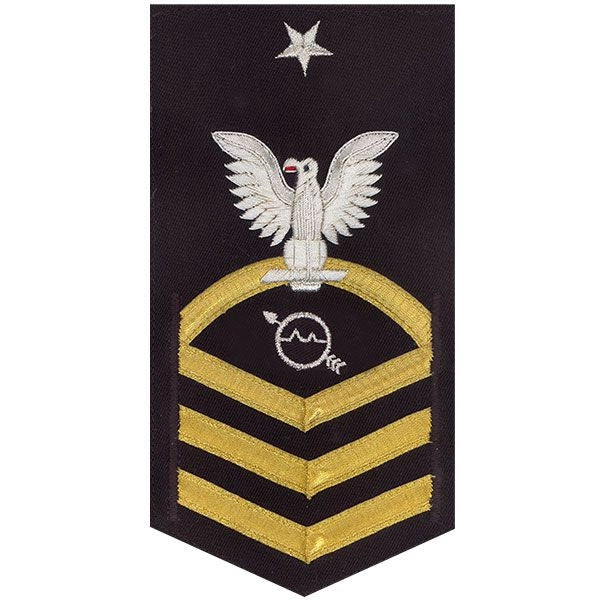 Picture of US Navy Rating Badges E8 Male Rating Operations Specialist: Vanchief On Blue