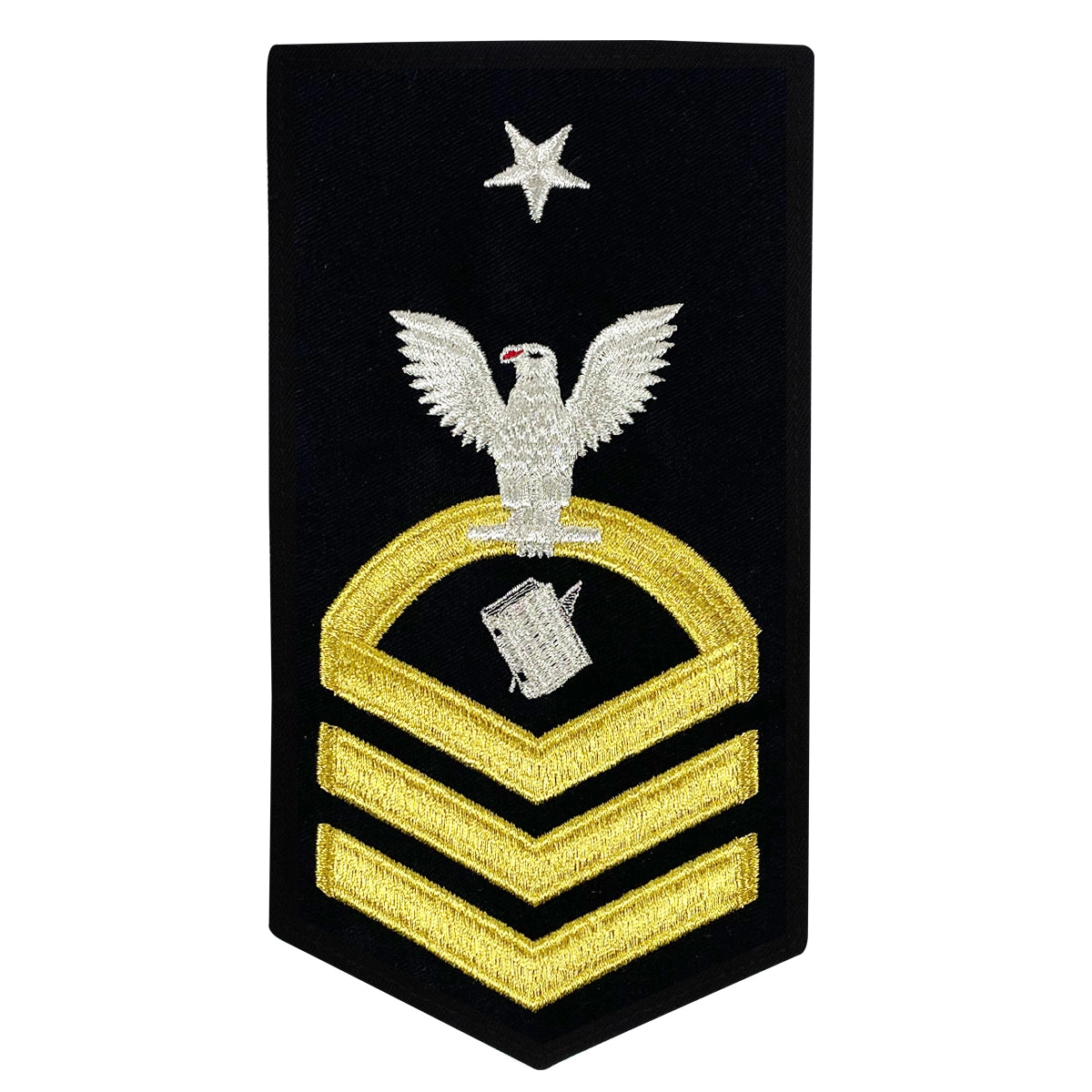 Picture of US Navy Rating Badges E8 Male Rating Personnelman: Seaworthy Gold On Blue