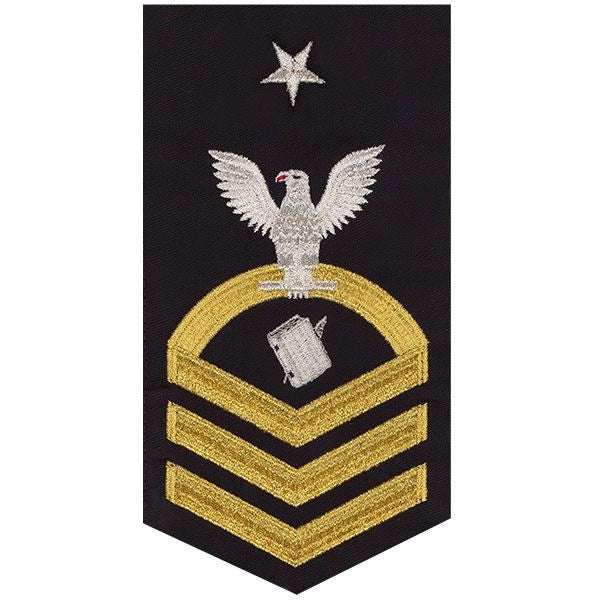 Picture of US Navy Rating Badges E8 Male Rating Personnelman: Vanchief On Blue