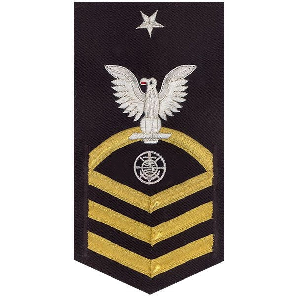 Picture of US Navy Rating Badges E8 Male Rating Religious Programs Specialist: Vanchief On Blue