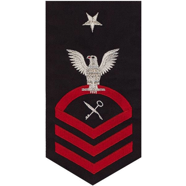 Picture of US Navy Rating Badges E8 Male Rating Retail Services Specialist: Seaworthy Red On Blue