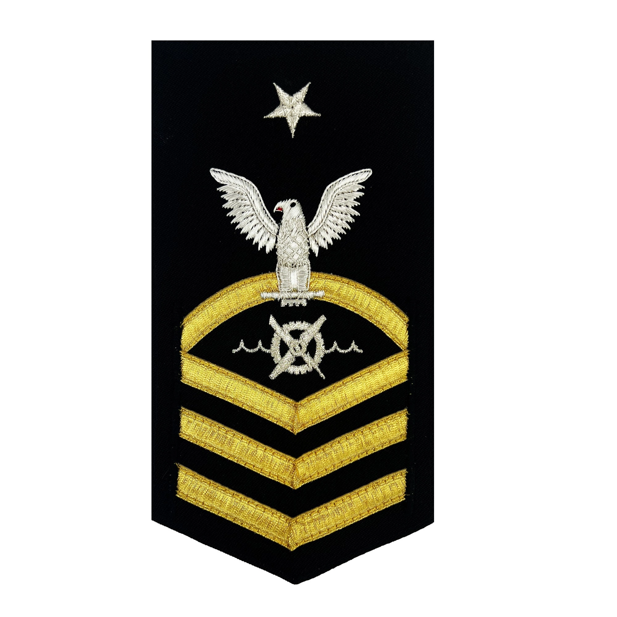 Picture of US Navy Rating Badges E8 Male Rating Robotics Warfare Specialist: Vanchief On Blue