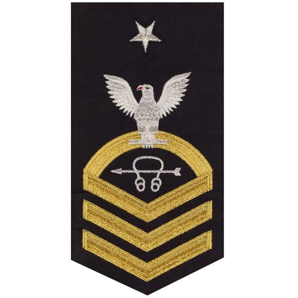 Picture of US Navy Rating Badges E8 Male Rating Sonar Technician: Seaworthy Gold On Blue