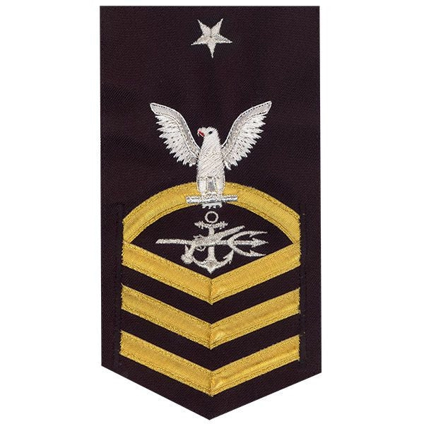 Picture of US Navy Rating Badges E8 Male Rating Special Warfare Operator: Vanchief On Blue