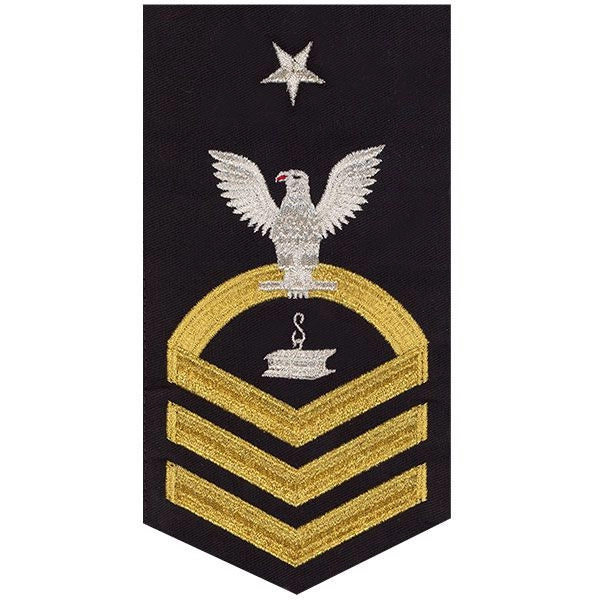 Picture of US Navy Rating Badges E8 Male Rating Steelworker: Seaworthy Gold On Blue