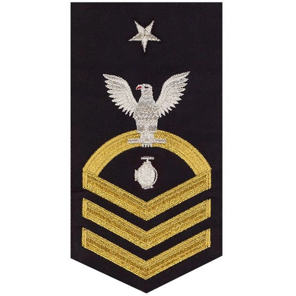 Picture of US Navy Rating Badges E8 Male Rating Utilitiesman: Seaworthy Gold On Blue