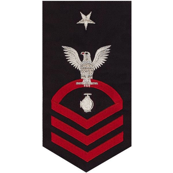 Picture of US Navy Rating Badges E8 Male Rating Utilitiesman: Seaworthy Red On Blue