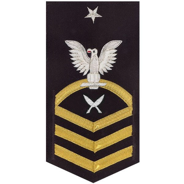 Picture of US Navy Rating Badges E8 Male Rating Yeoman: Vanchief On Blue