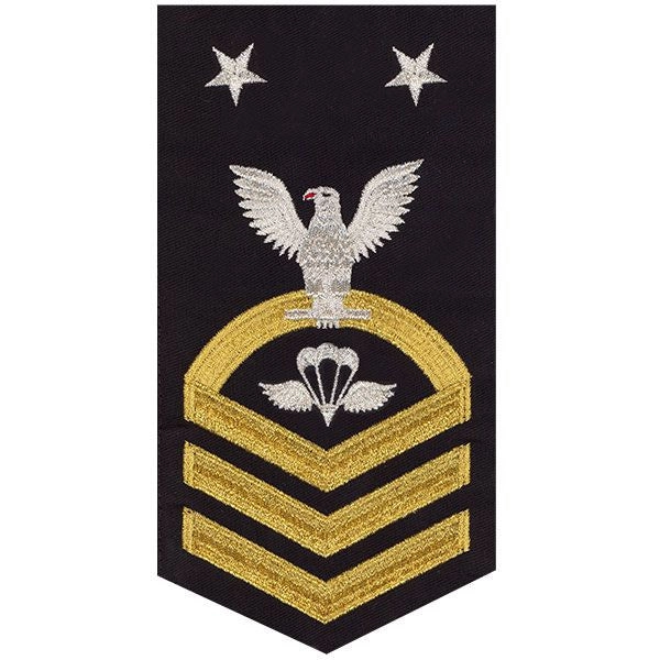 Picture of US Navy Rating Badges E9 Male Rating Aircrew Survival Equipmentman: Seaworthy Gold On Blue