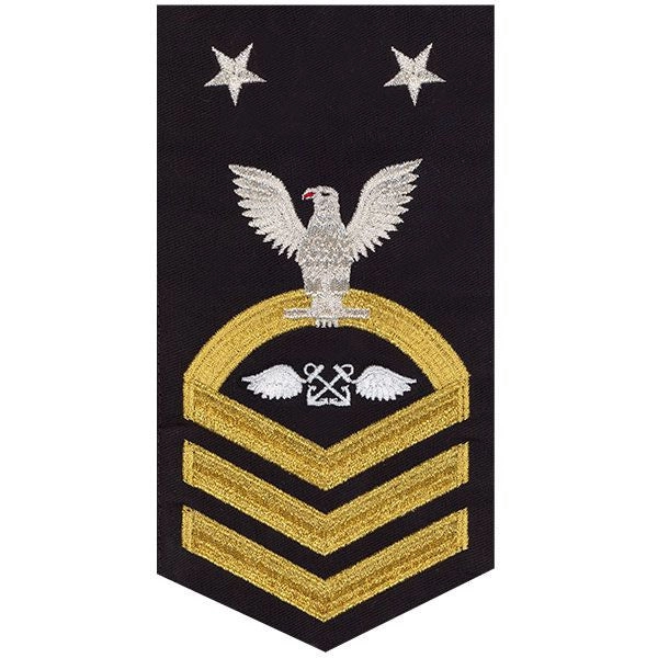 Picture of US Navy Rating Badges E9 Male Rating Aviation Boatswain: Seaworthy Gold On Blue