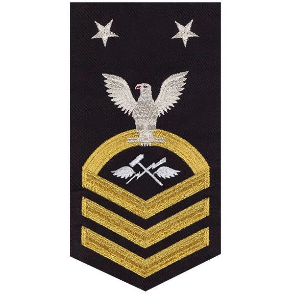 Picture of US Navy Rating Badges E9 Male Rating Aviation Support Equipment Technician: Seaworthy Gold On Blue