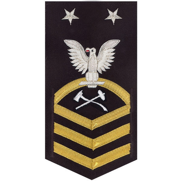 Picture of US Navy Rating Badges E9 Male Rating Damage Controlman: Vanchief On Blue
