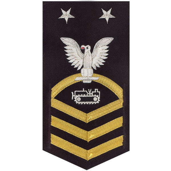 Picture of US Navy Rating Badges E9 Male Rating Equipment Operator: Vanchief On Blue