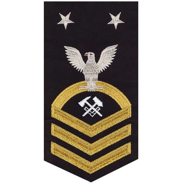 Picture of US Navy Rating Badges E9 Male Rating Hull Maintenance Technician: Seaworthy Gold On Blue
