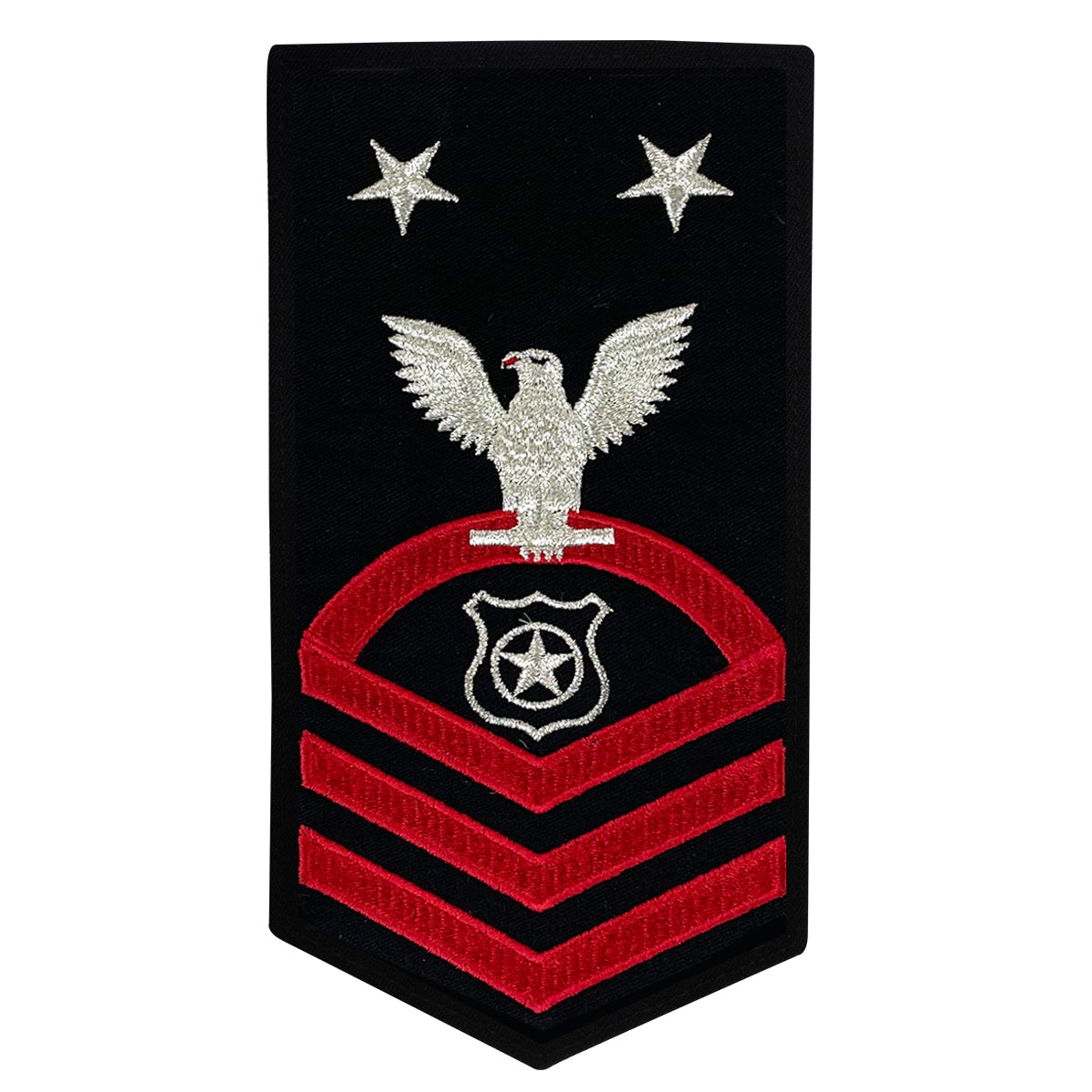 Picture of US Navy Rating Badges E9 Male Rating Master At Arms: Seaworthy Red On Blue