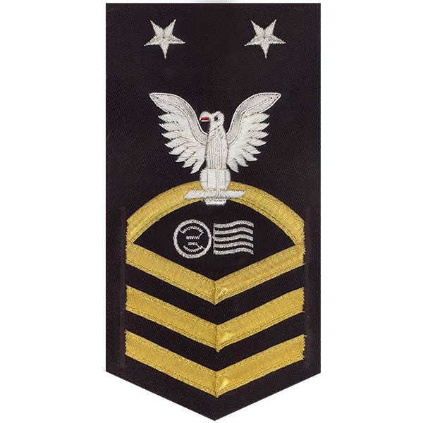 Picture of US Navy Rating Badges E9 Male Rating Postal Clerk: Seaworthy Gold On Blue