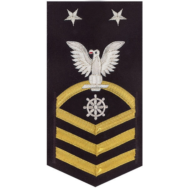 Picture of US Navy Rating Badges E9 Male Rating Quartermaster: Vanchief On Blue