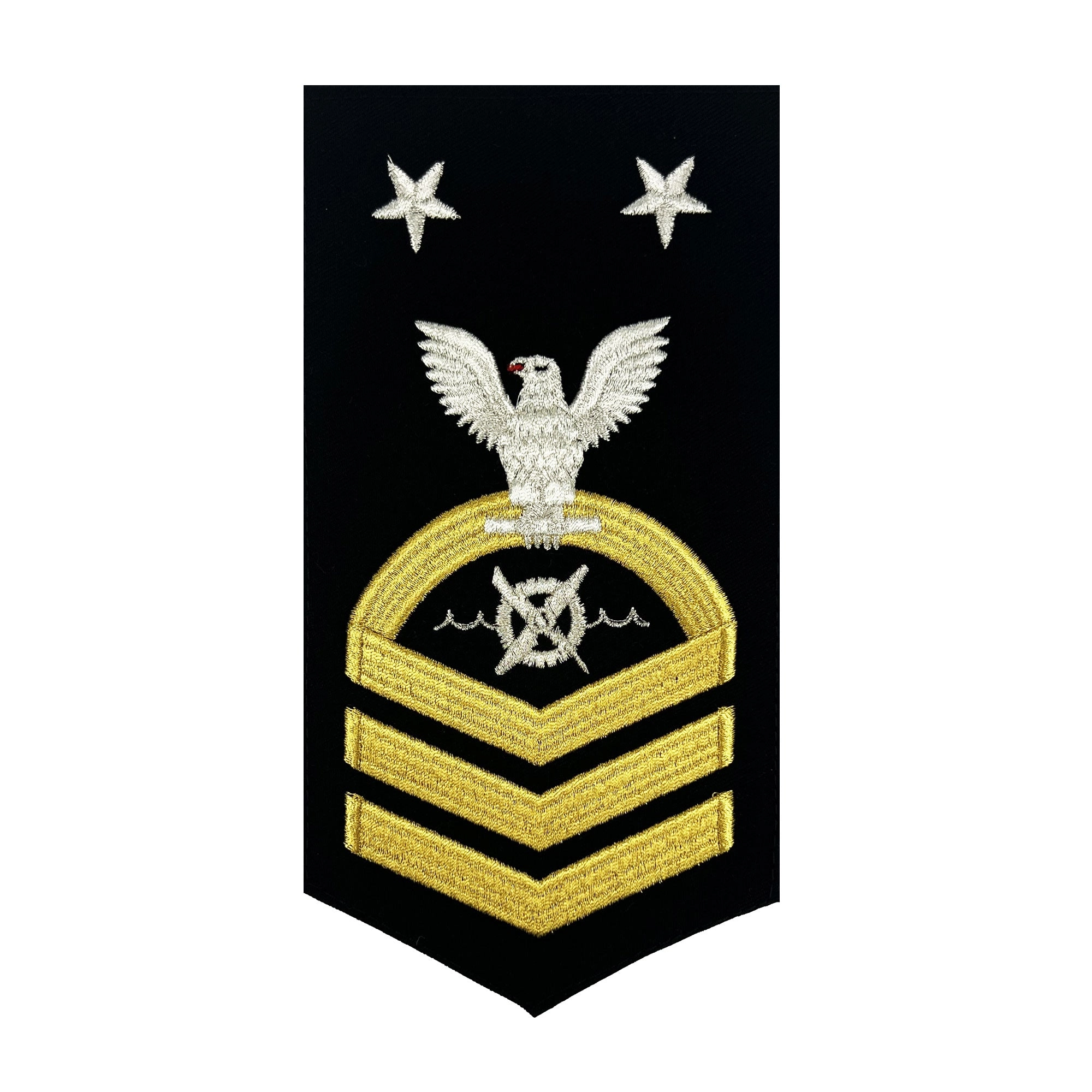 Picture of US Navy Rating Badges E9 Male Rating Robotics Warfare Specialist- Seaworthy Gold On Blue