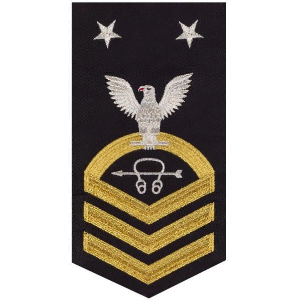 Picture of US Navy Rating Badges E9 Male Rating Sonar Technician: Seaworthy Gold On Blue