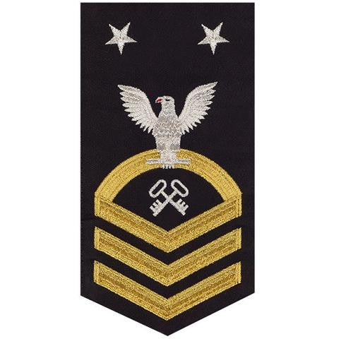 Picture of US Navy Rating Badges E9 Male Rating Storekeeper / Logistics: Seaworthy Gold On Blue