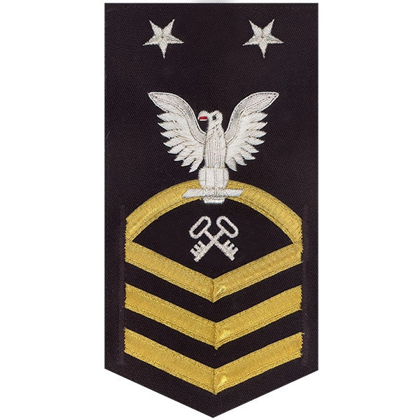 Picture of US Navy Rating Badges E9 Male Rating Storekeeper / Logistics: Vanfine On Blue