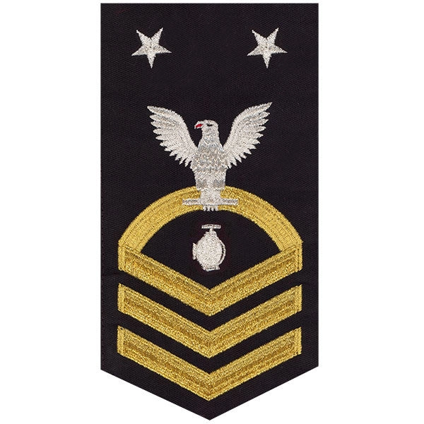 Picture of US Navy Rating Badges E9 Male Rating Utilitiesman: Seaworthy Gold On Blue