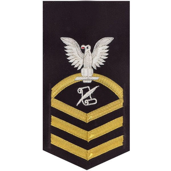 Picture of US Navy Rating Badges Male E7 Rating Journalist: Vanchief On Blue