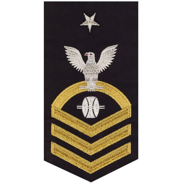 Picture of US Navy Rating Badges Male E8 Rating Opticalman: Seaworthy Gold On Blue