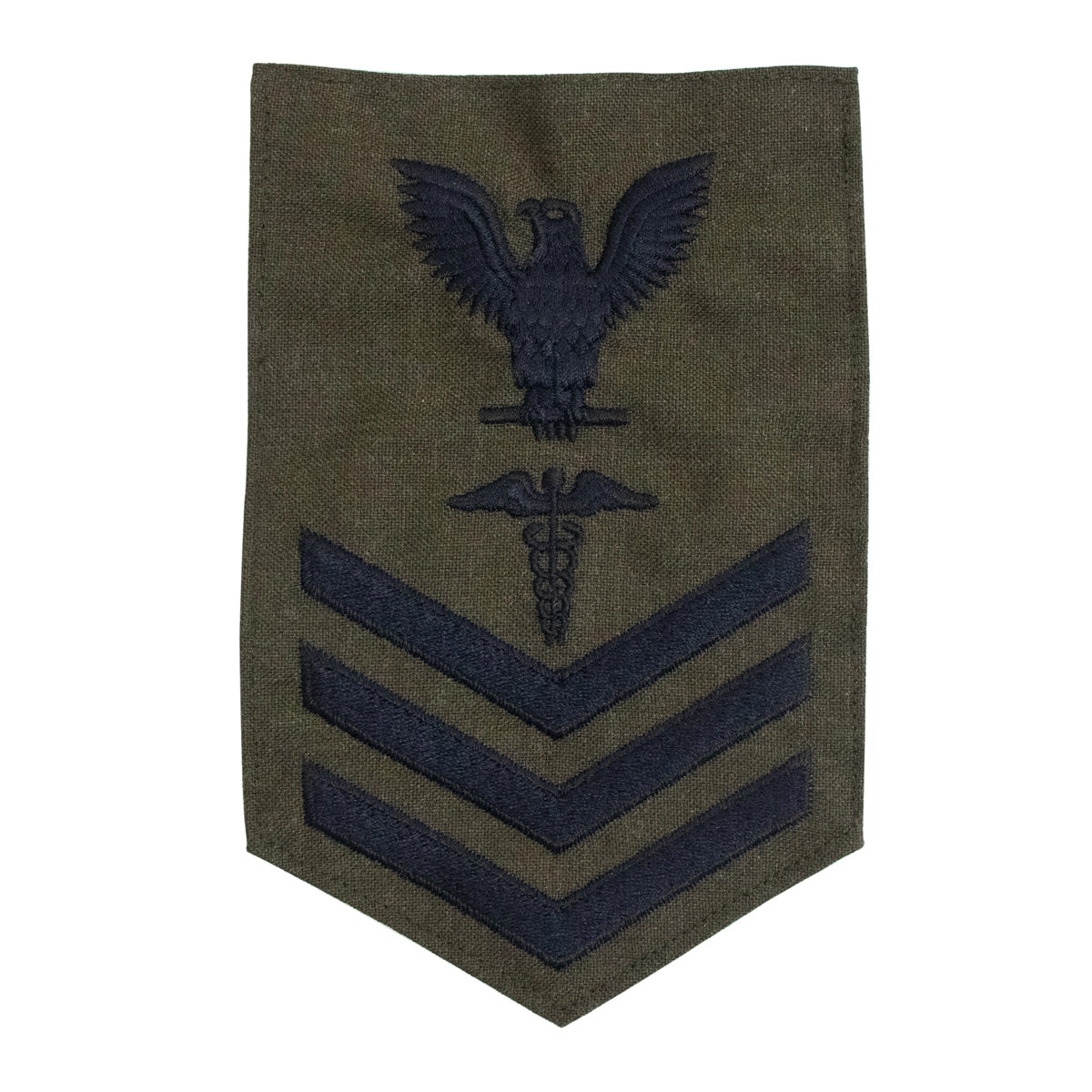 Picture of US Navy Rating Badges Mc E-6 Rate Hospitalman Hm On Green Polywool